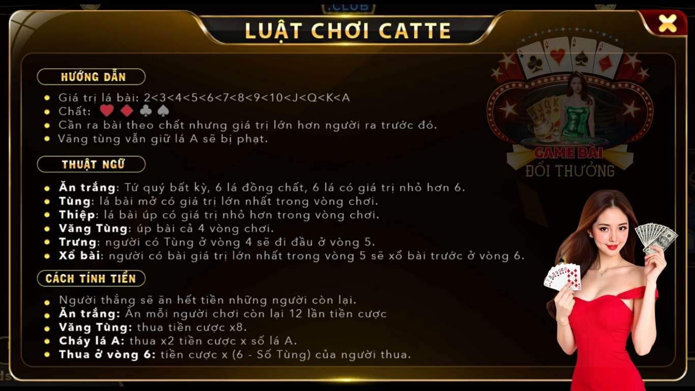Hướng dẫn cách chơi game bài Catte chính xác nhất