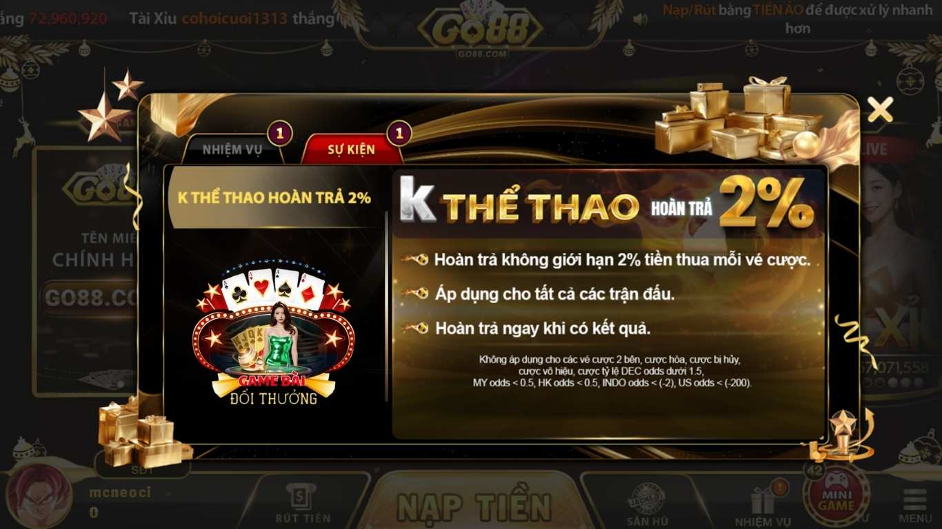 Những khuyến mãi Go88 mới nhất Những khuyến mãi Go88 mới nhất